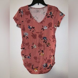 Motherhood Maternity ruched tee. Size L. Floral print